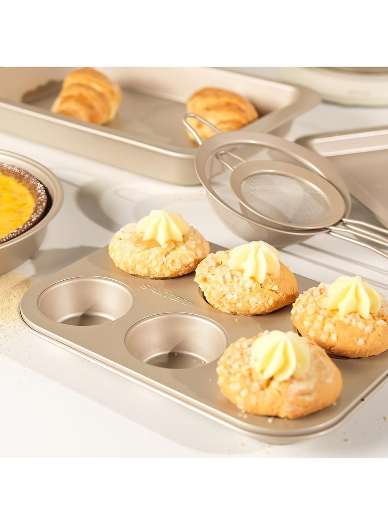 تتكون هذه المجموعة المكونة من خمس قطع من صواني الخبز من صواني فرن غير لاصقة، وتشمل صينية خبز، وصينية بسكويت، وصينية بيتزا، وصينية كيك، وصينية مافن، وهي مناسبة للخبز والطهي. - Image 5